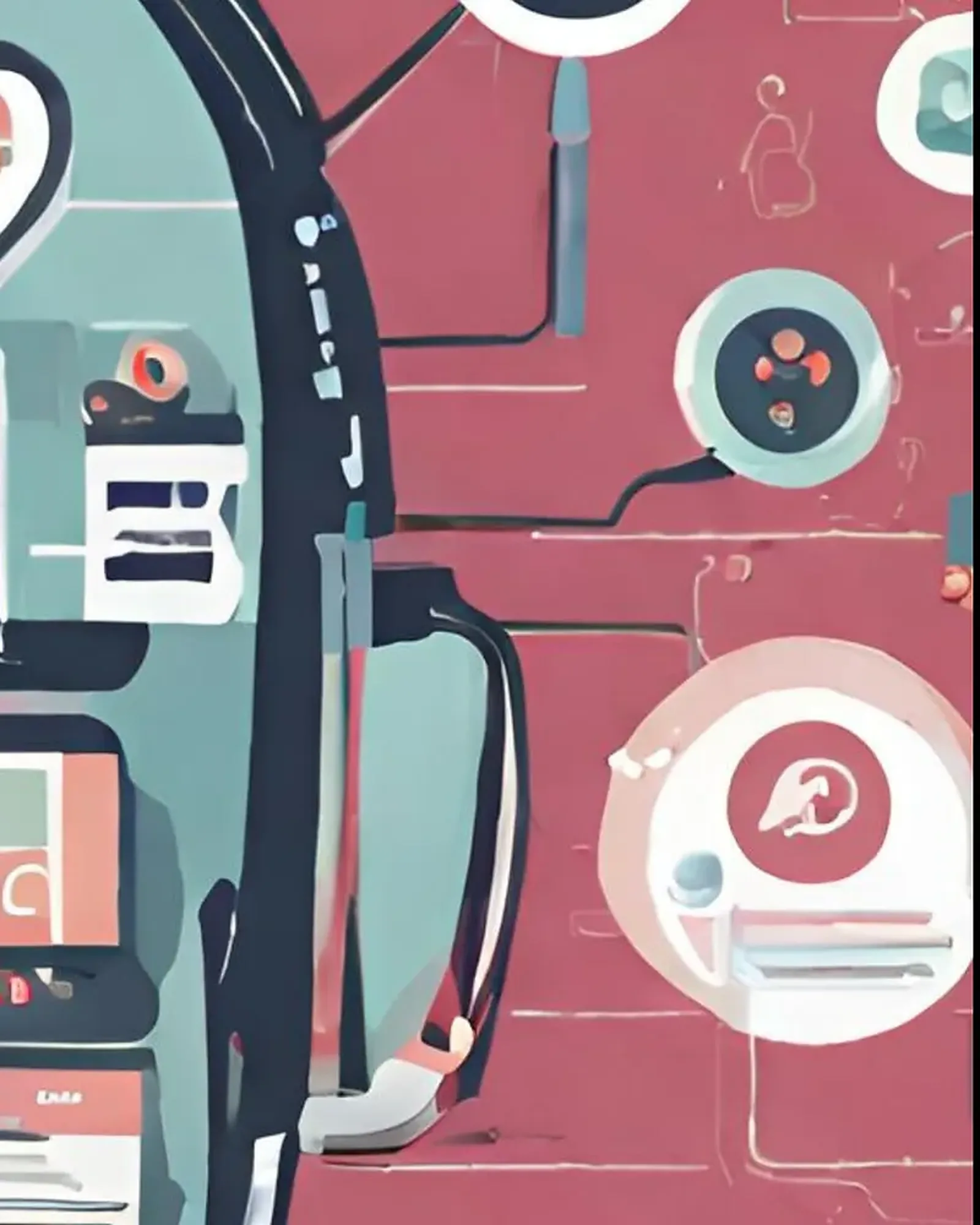 Illustration of a figure surrounded by media and communication icons